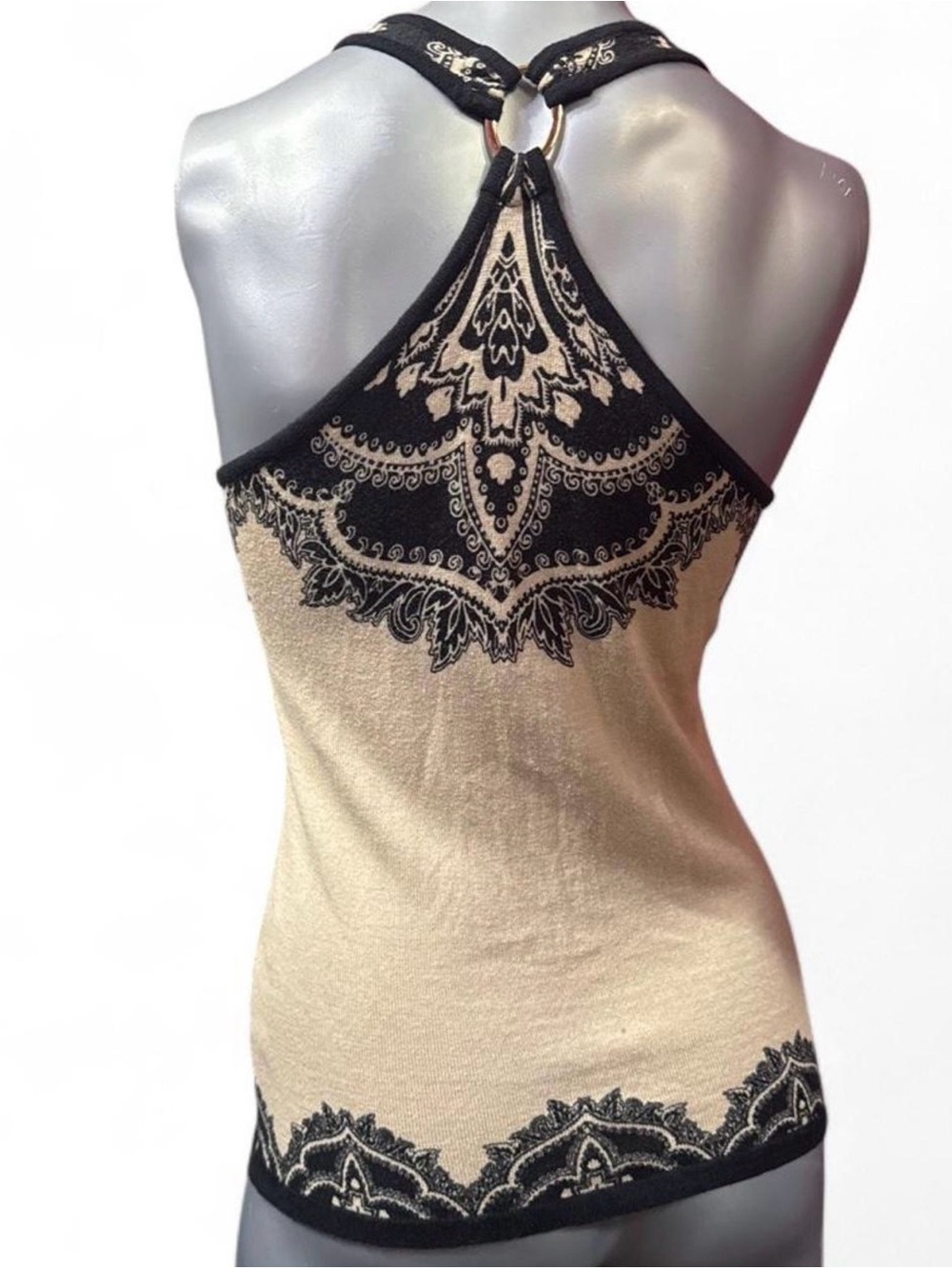 New York & Company Beige Tank with Black Trim